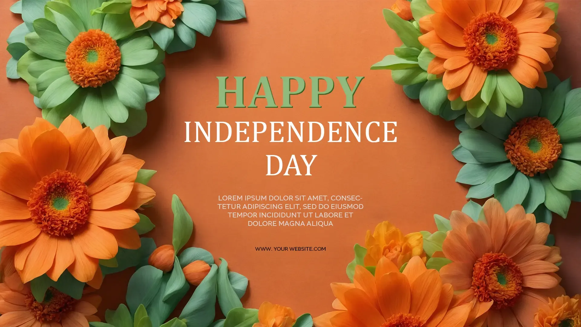 Happy Independence Day 3D Floral PSD Template image